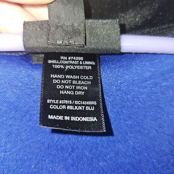 Enfocus Studio Blue Dress Women Size 12 Black Polka Dot Mesh Layer w Pockets - Picture 4 of 10